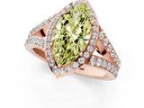Rose gold Fancy Yellow Marquise Cut Diamond Split Shank Halo Ring with Four-Prong Setting_19