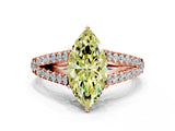 Rose gold Fancy Yellow Marquise Cut Diamond Split Shank Pavé Engagement Ring with Four-Prong Setting_17