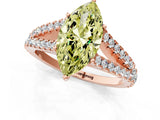 Rose gold Fancy Yellow Marquise Cut Diamond Split Shank Pavé Engagement Ring with Four-Prong Setting_18
