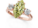 Rose gold Fancy Yellow Marquise Cut Diamond Three-Stone Engagement Ring with Prong Setting and Pavé Band_1