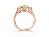 Rose gold Fancy Yellow Marquise Cut Diamond Three-Stone Engagement Ring with Prong Setting and Pavé Band_3