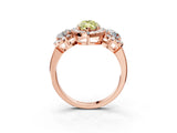 Rose gold Fancy Yellow Marquise Cut Diamond Three-Stone Halo Ring with Prong Setting and Pavé Accents_3
