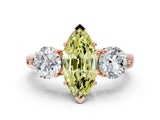 Rose gold Fancy Yellow Marquise Cut Diamond Three-Stone Ring with Prong Setting and Classic Band_35