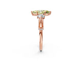Rose gold Fancy Yellow Marquise Cut Diamond Three-Stone Ring with Prong Setting and Pavé Band_2