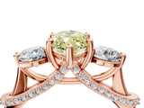 Rose gold Fancy Yellow Marquise Cut Diamond Three-Stone Ring with Prong Setting and Pavé Band_4
