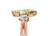 Rose gold Fancy Yellow Marquise Cut Diamond Three-Stone Ring with Prong Setting and Pavé Band_5