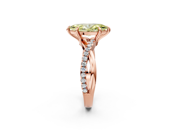Rose gold Fancy Yellow Marquise  Cut Diamond Twist Band Solitaire with Prong Setting