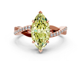 Rose gold Fancy Yellow Marquise  Cut Diamond Twisted Band Engagement Ring with Prong Setting_3