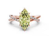 Rose gold Fancy Yellow Marquise  Cut Diamond Twisted Band with Pavé Setting and Four-Prong Setting