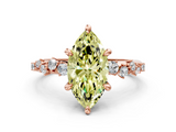 Rose gold Fancy Yellow Marquise  Cut Diamond Vine Band with Four-Prong Setting