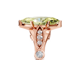 Rose gold Fancy Yellow Marquise  Cut Diamond with Milgrain Marquise and Bezel Accents on a Solitaire Band with Prong Setting_5