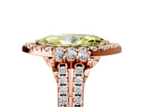 Rose gold Fancy Yellow Marquise  Cut Double Halo Diamond Engagement Ring with Pave Band and Four-Prong Setting 12