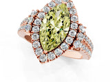 Rose gold Fancy Yellow Marquise  Cut Double Halo Diamond Engagement Ring with Pave Band and Four-Prong Setting 3