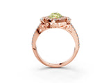 Rose gold Fancy Yellow Marquise  Cut Double Halo Diamond Engagement Ring with Pave Band and Four-Prong Setting 6