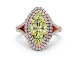 Rose gold Fancy Yellow Marquise  Cut Double Halo Split Shank Diamond Ring with Prong Setting_29