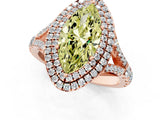 Rose gold Fancy Yellow Marquise  Cut Double Halo Split Shank Diamond Ring with Prong Setting_30