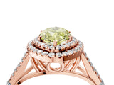 Rose gold Fancy Yellow Marquise  Cut Double Halo Split Shank Diamond Ring with Prong Setting_33