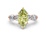 Rose gold Fancy Yellow Marquise  Cut Five-Stone Prong Set Diamond Ring with Classic Band_29