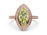 Rose gold Fancy Yellow Marquise Cut Halo Bezel Diamond Pave Band Ring