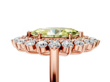 Rose gold Fancy Yellow Marquise Cut Halo Cluster Diamond Ring with Pave Band and Four-Prong Setting_17