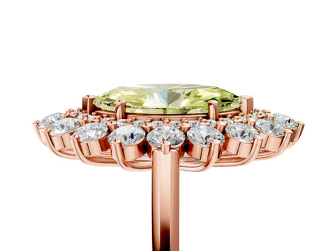 Rose gold Fancy Yellow Marquise Cut Halo Cluster Diamond Ring with Pave Band and Four-Prong Setting_17