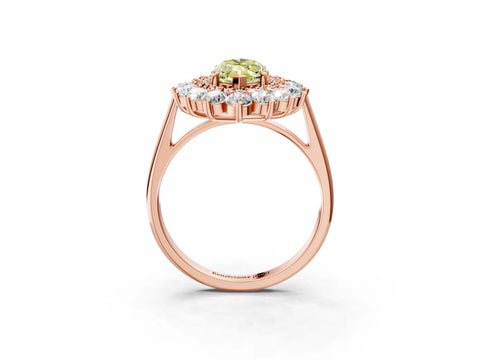 Rose gold Fancy Yellow Marquise Cut Halo Cluster Diamond Ring with Pave Band and Four-Prong Setting_3