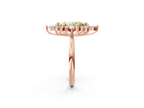Rose gold Fancy Yellow Marquise Cut Halo Diamond Cluster Ring with Marquise and Round Stones on a White Gold Band with Prong Setting_2