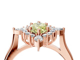 Rose gold Fancy Yellow Marquise Cut Halo Diamond Cluster Ring with Marquise and Round Stones on a White Gold Band with Prong Setting_4