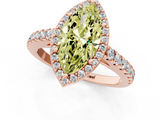 Rose gold Fancy Yellow Marquise  Cut Halo Diamond Engagement Ring with Pave Band and Four-Prong Setting_1