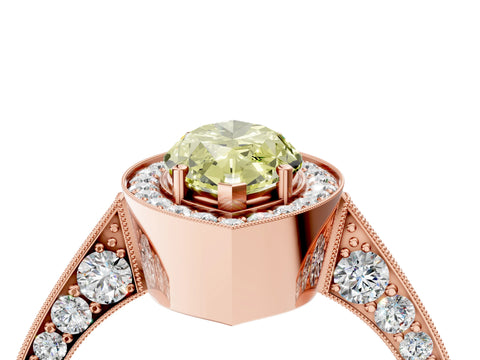 Rose gold Fancy Yellow Marquise Cut Halo Diamond Engagement Ring with Split Shank Band and Four-Prong Setting_4