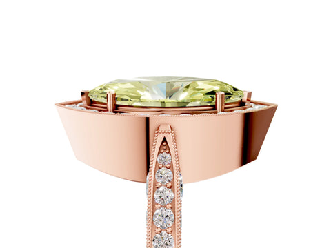 Rose gold Fancy Yellow Marquise Cut Halo Diamond Engagement Ring with Split Shank Band and Four-Prong Setting_5