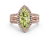 Rose gold Fancy Yellow Marquise  Cut Halo Diamond Engagement Ring with Split Shank and Four-Prong Setting