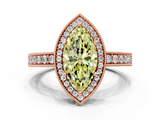 Rose gold Fancy Yellow Marquise  Cut Halo Diamond Pave Band Ring with Four-Prong Setting