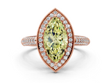 Rose gold Fancy Yellow Marquise  Cut Halo Diamond Pave Band with Four-Prong Setting
