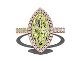 Rose gold Fancy Yellow Marquise Cut Halo Diamond Pave Band with Prong Setting