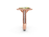 Rose gold Fancy Yellow Marquise Cut Halo Diamond Ring with Beaded Split Shank and Four-Prong Setting_2