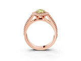 Rose gold Fancy Yellow Marquise Cut Halo Diamond Ring with Beaded Split Shank and Four-Prong Setting_3