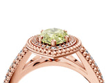 Rose gold Fancy Yellow Marquise Cut Halo Diamond Ring with Beaded Split Shank and Four-Prong Setting_4