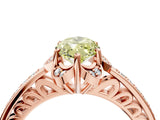 Rose gold Fancy Yellow Marquise  Cut Halo Diamond Ring with Channel Set Band and Four-Prong Setting_34