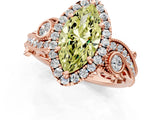 Rose gold Fancy Yellow Marquise Cut Halo Diamond Ring with Milgrain and Bezel Accents on a Split Shank Band_13