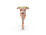 Rose gold Fancy Yellow Marquise Cut Halo Diamond Ring with Milgrain and Bezel Accents on a Split Shank Band_14