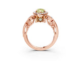 Rose gold Fancy Yellow Marquise Cut Halo Diamond Ring with Milgrain and Bezel Accents on a Split Shank Band_15