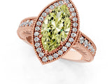 Rose gold Fancy Yellow Marquise  Cut Halo Diamond Ring with Pavé Band and Four-Prong Setting_31