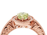Rose gold Fancy Yellow Marquise  Cut Halo Diamond Ring with Pavé Band and Four-Prong Setting_34