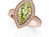 Rose gold Fancy Yellow Marquise  Cut Halo Diamond Ring with Pavé Band and Milgrain Prong Setting_33