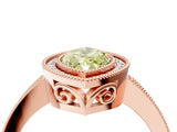 Rose gold Fancy Yellow Marquise  Cut Halo Diamond Ring with Pavé Band and Milgrain Prong Setting_36