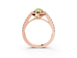 Rose gold Fancy Yellow Marquise Cut Halo Diamond Ring with Pavé Band and Three-Prong Setting_3