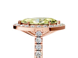 Rose gold Fancy Yellow Marquise Cut Halo Diamond Ring with Pavé Band and Three-Prong Setting_5