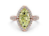 Rose gold Fancy Yellow Marquise Cut Halo Diamond Ring with Pavé Band