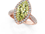 Rose gold Fancy Yellow Marquise Cut Halo Diamond Ring with Pavé Band_1